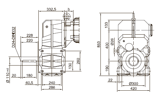 Лапы с резьбовыми отверстиями слева и справа Лапы с резьбовыми отверстиями слева и справа