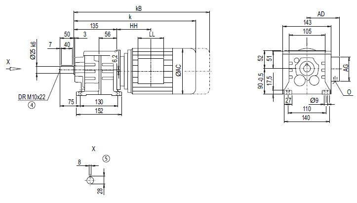 Монтажное исполнение на лапах D28, Z28 Монтажное исполнение на лапах D28, Z28