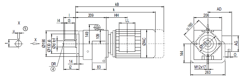Монтажное исполнение на фланце DZ/ZZ68 (тип С) Монтажное исполнение на фланце DZ/ZZ68 (тип С)
