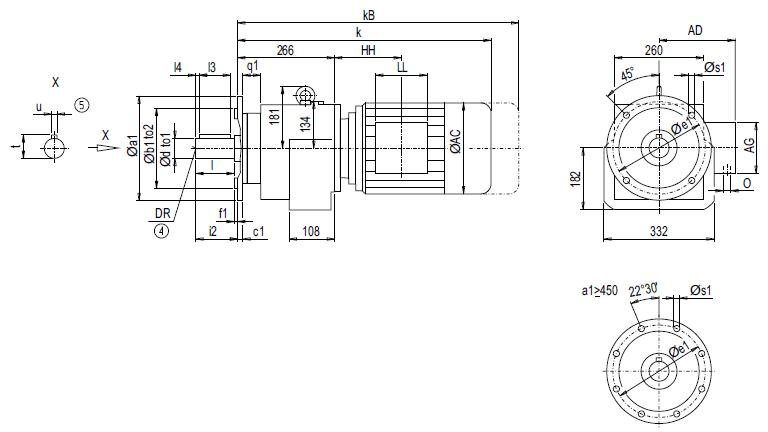 Монтажное исполнение на фланце DF/ZF88 (тип A) Монтажное исполнение на фланце DF/ZF88 (тип A)