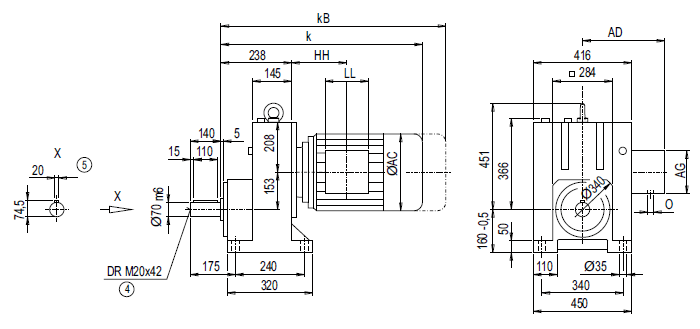 Монтажное исполнение на лапах E148 Монтажное исполнение на лапах E148