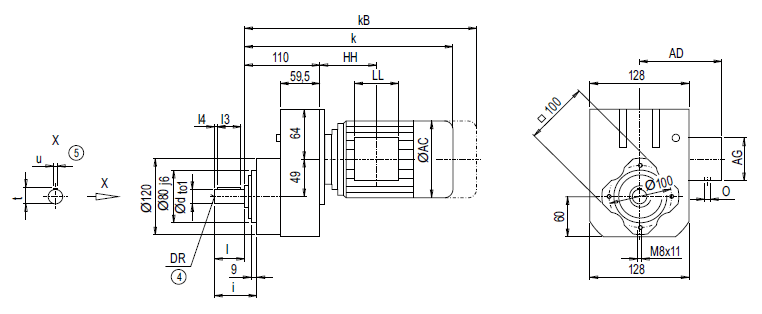 Монтажное исполнение с фланцевым корпусом (тип C) EZ38 Монтажное исполнение с фланцевым корпусом (тип C) EZ38