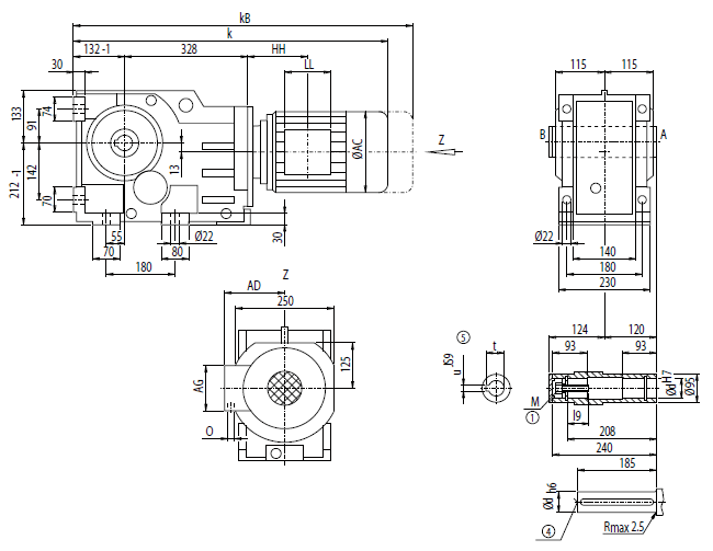 Монтажное исполнение корпус-фланец (тип C) Монтажное исполнение корпус-фланец (тип C)