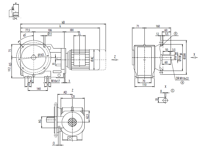 Монтажное исполнение на фланце (тип A) Монтажное исполнение на фланце (тип A)