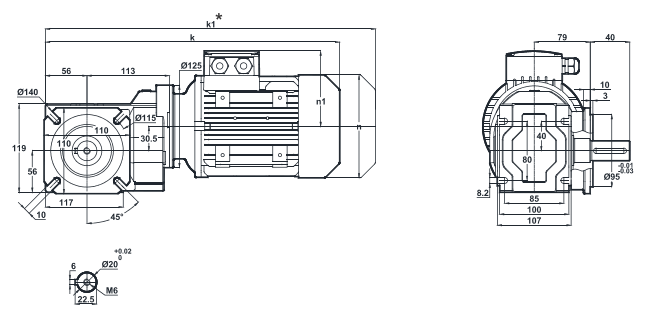 Монтажное исполнение на фланце KR002.02, KR003.02 Монтажное исполнение на фланце KR002.02, KR003.02