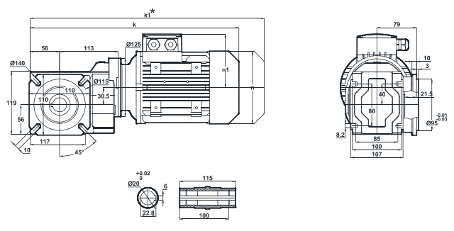 Монтажное исполнение на фланце KR002.03, KR003.03 Монтажное исполнение на фланце KR002.03, KR003.03