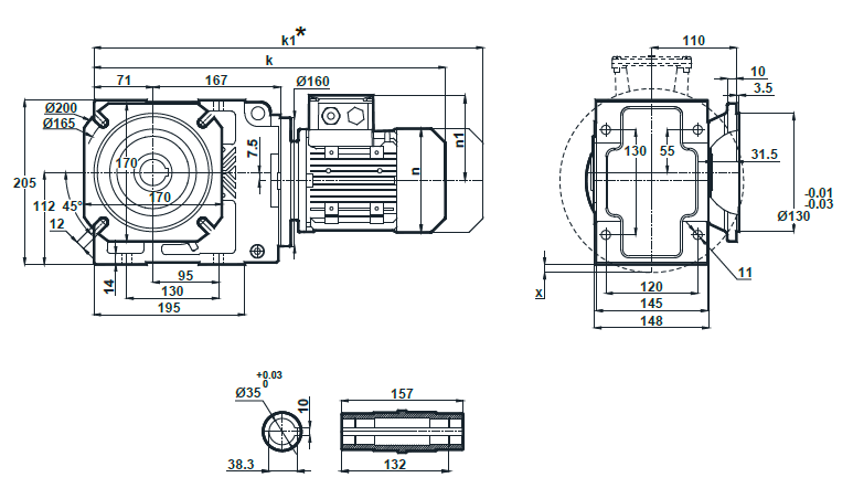 Монтажное исполнение на фланце KR273.03 Монтажное исполнение на фланце KR273.03