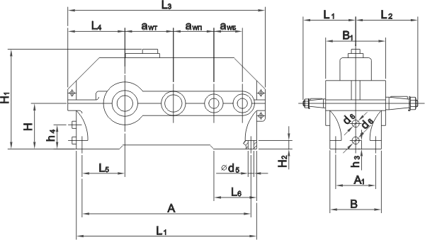 Габаритные и присоединительные размеры Ц3У160 - Ц3У250 Габаритные и присоединительные размеры Ц3У160 - Ц3У250