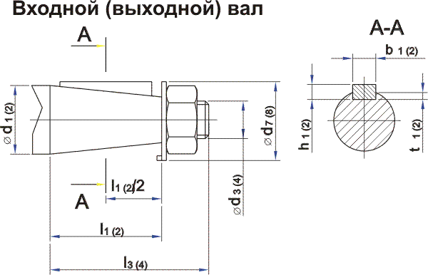 Входной/выходной вал Ц3У160 - Ц3У250 Входной/выходной вал Ц3У160 - Ц3У250