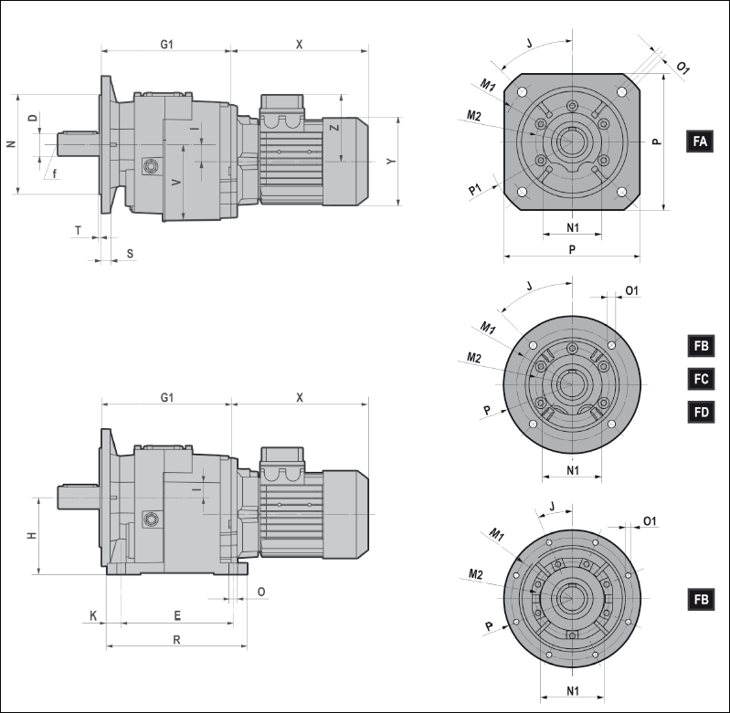 Редукторы с выходным фланцем Редукторы с выходным фланцем